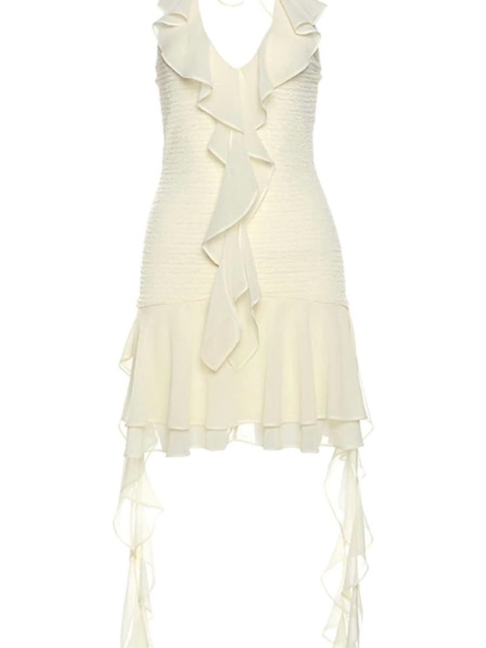 Ivory Ruffle Halter Dress